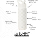 Simple Modern Kids Water Bottle with Straw Lid | Vacuum Insulated Stainless Steel Metal | Reusable Leak Proof BPA-Free Thermos for School | Summit Collection | 18oz, Cream Checkmate