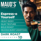 Maud's Espresso Coffee Pods, 200 ct, Dark Roast in Recyclable Single Serve Pods – 100% Arabica Coffee, Compatible with Keurig K Cups Maker