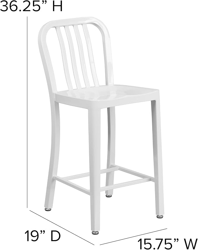 Flash Furniture Commercial Grade 24" High White Metal Indoor-Outdoor Counter - Image 3