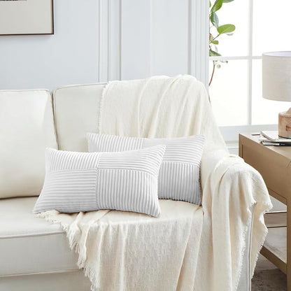 Fancy Homi 2 Packs White Lumbar Decorative Throw Pillow Covers 14x24 Inch - Image 6