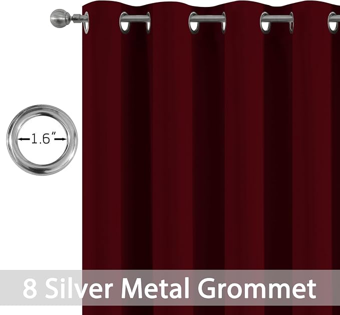 Yakamok Room Darkening Curtains 52x63 inch Length Wine Red-Living Room | 2 - Image 4
