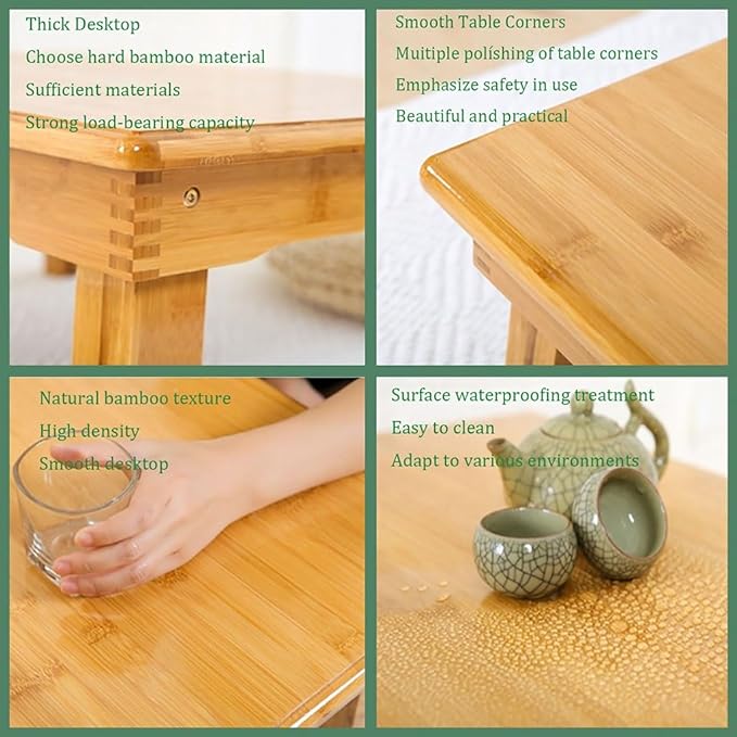 SH-tables Folding Japanese-Style Square Bamboo Table - Image 4