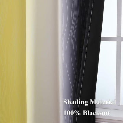 Black and Yellow Ombre Blackout Curtains 96 Inches Long | Room Darkening - Image 5