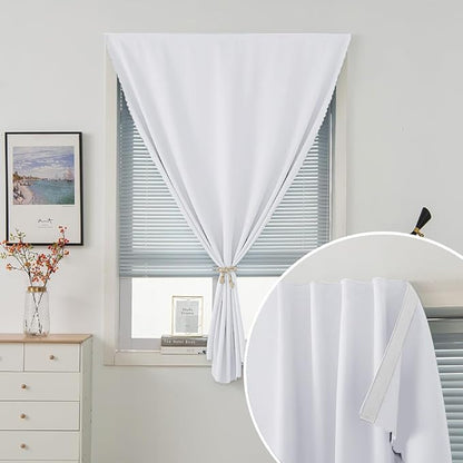 Room Darkening Curtains with Adhesive Backing Tool Free Hanging Window Drapes - Image 2
