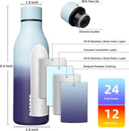 BJPKPK Insulated Water Bottles, 18 oz Stainless Steel Metal Water Bottle with Strap, BPA Free Leak Proof Thermos, Mugs, Flasks, Reusable Water Bottle for Sports & Travel, Ocean Dream