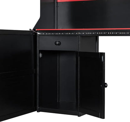 Modern Gaming Loft Bed with Built-in Desk, LED Lighting & Charging Hub – Full - Image 6