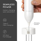 Rechargeable Milk Frother Handheld, Coffee Frother Handheld with USB-C Charging Stand, Electric Drink Mixer Handheld, Mini Electric Whisk Frother for Coffee, Matcha, etc