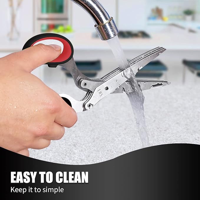 LHS Herb Scissors, Multipurpose 5 Blade Kitchen Herb Shears with Safety Cover, Kitchen Scissors for Chopping Basil Chive Parsley -Black