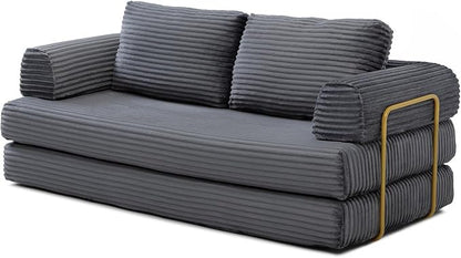 HANXIN 80 Inch Convertible Sleeper Sofa Bed, High Back Plush Corduroy Folding - Image 7
