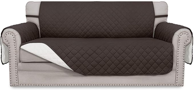 Easy-Going Reversible Couch Cover, 2 Cushion Sofa, Chocolate/Ivory | Oversized by Easy-Going