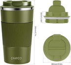 Travel Coffee Mug Spill Proof Leakproof 12 oz Insulated Coffee Mug with Screw Lid, Stainless Steel Vacuum Tumbler Reusable Thermal Coffee Cup to go for Hot and Cold Drinks -380ml,Dark Green
