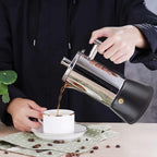Easyworkz Diego Stovetop Espresso Maker Stainless Steel Italian Coffee Machine Maker 12Cup 17.5 oz Induction Moka Pot