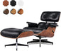 Top Black Grain Leather, Mid Century Chaise Lounge Chair and Ottoman, Leather by MakeHomeBetter