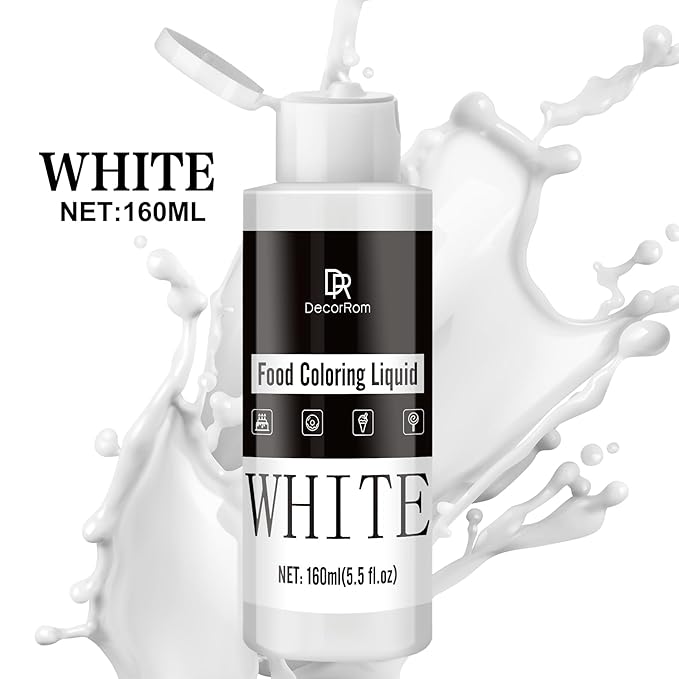 Food Coloring - Vibrant Liquid Icing Food Coloring Set for Baking, Cake Decorating, Easter Egg, Airbrush - Tasteless Food Color Dye for Fondant, Slime, DIY Crafts - 5.5 Fl.oz / 160ml Each (White)