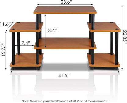 Furinno No Tools Tube Entertainment Center, Light Cherry/Black, Square Corner - Image 5