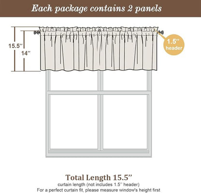 Chyhomenyc Sheer Valances for Windows 2 Pieces, 42Wx14L Inches Small Valance - Image 3