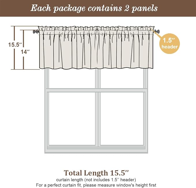 Chyhomenyc Sheer Window Valance Curtains, Light Filtering Valances Windows - Image 5