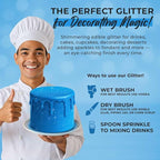 Blue Edible Glitter for Drinks Bulk Edible Glitter for Cakes Drink Brew Glitter, Blue Edible Glitter Cake Decorations Edible Blue Glitter Edible Glitter for Strawberries Cocktail