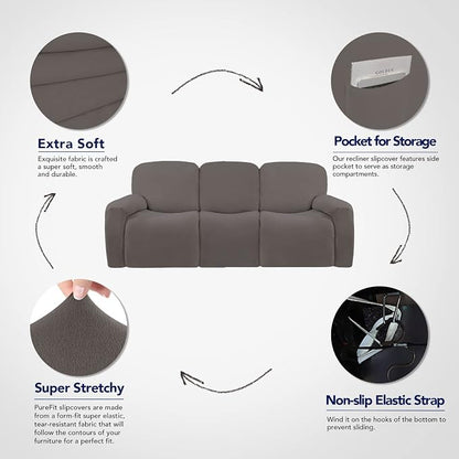 PureFit Super Stretch 3 Seats Recliner Sofa Couch Cover - Image 3