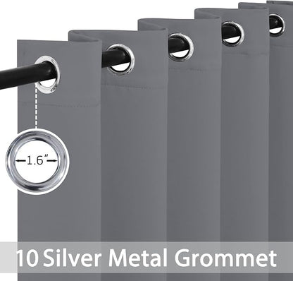 Yakamok Grey Room Darkening Curtains 62x72 inch Gray Grommet-Living Room | 2 - Image 3