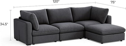 LINSY HOME Oversized Modular Sectional Sofa, 3 Seat Sofa Couches - Image 2