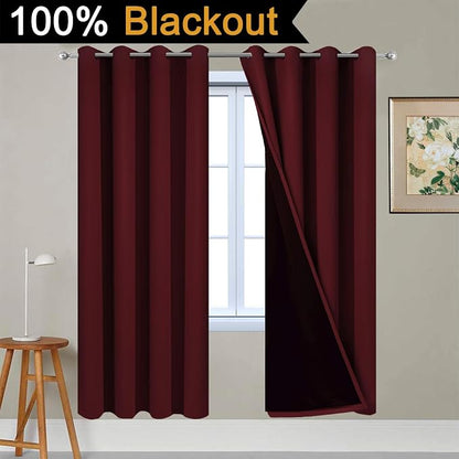 Yakamok Burgundy Red Blackout Curtains 72 Inches Long - Image 2