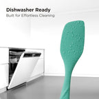 Kitchen Mama WaltzGrip Platinum Silicone Scraping Spatula: Heat Resistant, Seamless, Non Stick for Frying Pan Cookware, Safe, Flexible Bowl Scraper - Ideal for Mixing, Baking, Stirring (Teal)