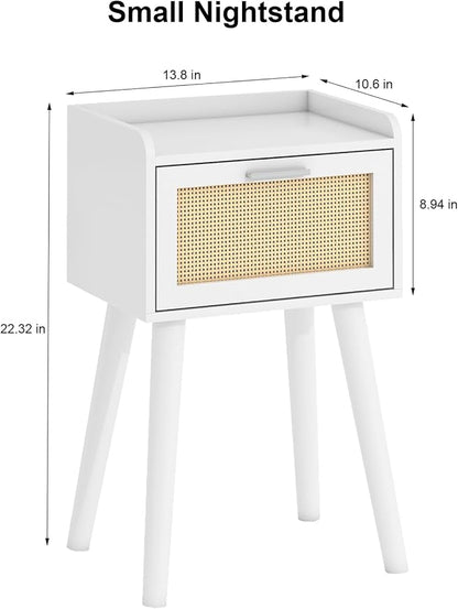 LAATOOREE Nightstand Set of 2, Small White Bedside Table, End Table - Image 3