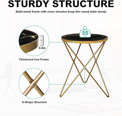 HLR Modern Round Side Table Set of 2, End Table - Image 5