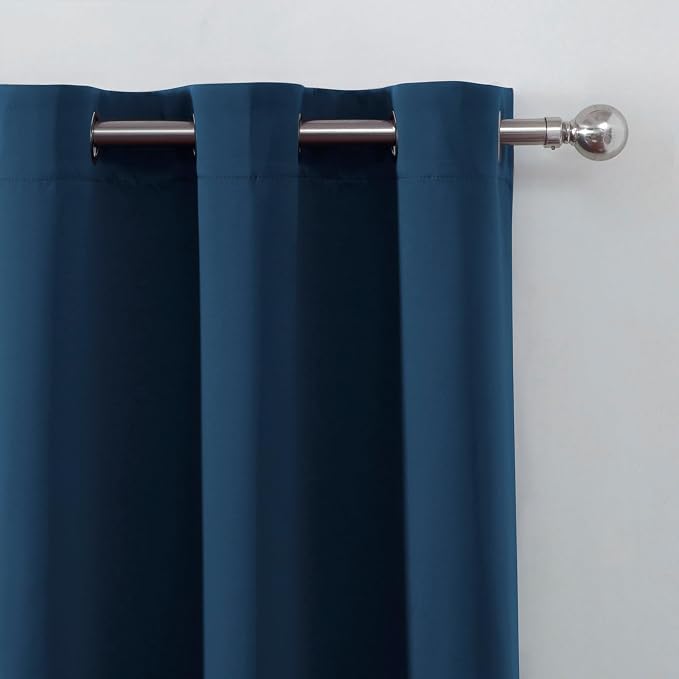 Blackout Curtains 52 x 90 Inch Long Navy Blue Curtains Set of 2 Panels Room - Image 6