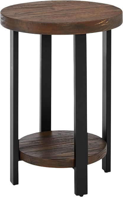 Alaterre Furniture Pomona Living Room 2-Tier Solid Wood Small Round End Table - Image 5