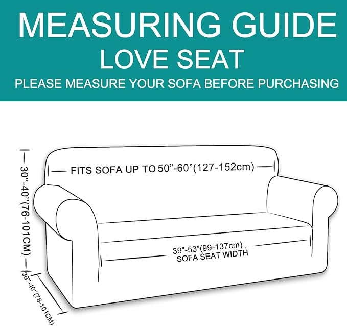 U-NICE HOME Loveseat Cover Stretch Couch Cover Sofa Slipcover, Sand | 2 Cushion - Image 6