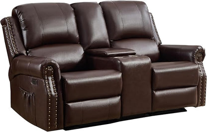 EBELLO Power Reclining Loveseat, Faux Leather Double Recliner Sofa - Image 8