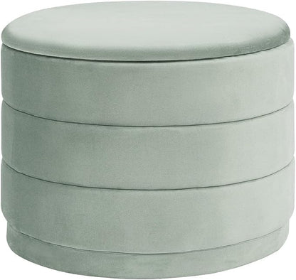 23" Upholstered Round Velvet Ottoman - Image 3