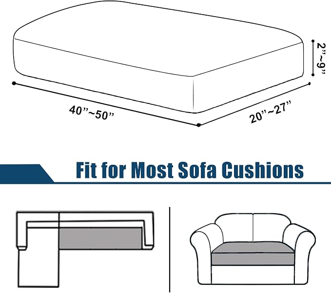 Water Repellent Couch Cushion Cover Loveseat Cover, Stretch Sectional Sofa Seat - Image 2