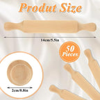 50Pcs Wooden Mini Rolling Pin, 5.5 Inches Mini Rolling Pin for Crafts, Small Dough Rolling Pins for Imaginative Play and Baking Pastry Pizza Cookie Create, Halloween and Christmas Presents