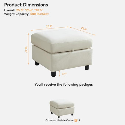 WUTUTUEE 25" Square Storage Ottoman - Image 2