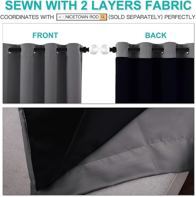 NICETOWN Total Shade Curtains and Draperies, Heavy-Duty Full Light Shading - Image 4