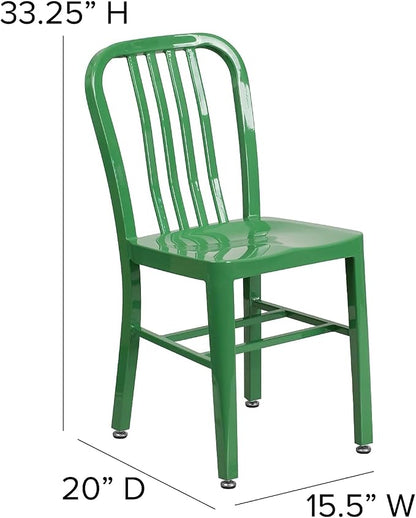 Flash Furniture Commercial Grade Green Metal Indoor-Outdoor Chair - Image 3