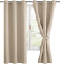 Blackout Curtains for Bedroom, 38 x 63 Inches Length Taupe 2 Panels | Thermal by Hiasan