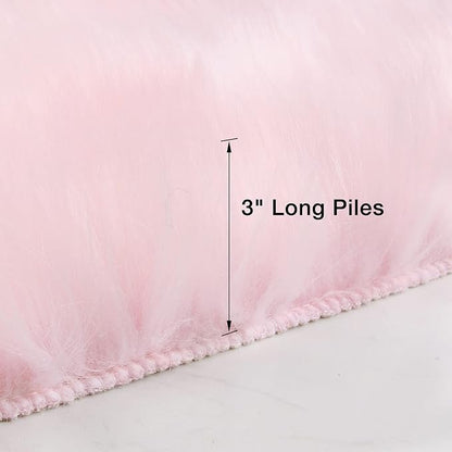 duduta Pink Faux Sheepskin Fur Rug 3x5 ft, Fluffy Carpet Rug | Shag Fuzzy - Image 2
