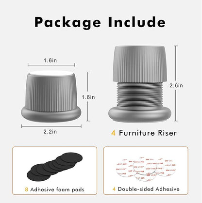 Adjustable Furniture Bed Risers, 1.6-2.6 inch Bed Risers Gray, Durable Plastic - Image 6
