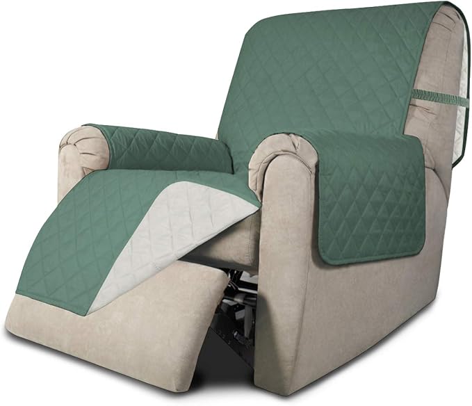 Easy-Going Reversible Couch Cover, Recliner 19 in, Cyan/Ivory | Machine by Easy-Going