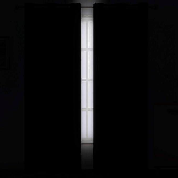 Black Thermal Blackout Curtains/42 x 95 Inch/Set of 2 Panels Room Darkening - Image 3