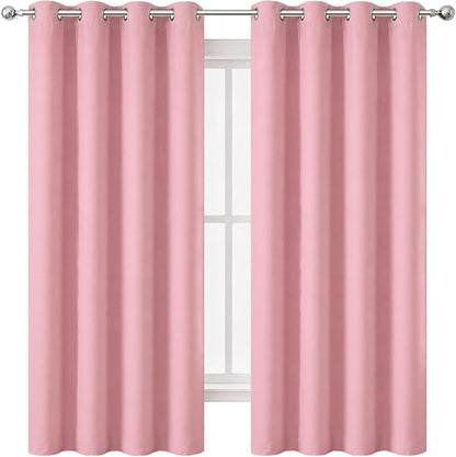 Blackout Curtains 66 x 72 Inch Long Pink Curtains Set of 2 Panels Room - Image 2