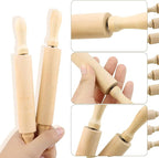 BILLIOTEAM 6 Pack 8 Inch Mini Wood Rolling Pin,Great for Children Kids Girls and Boys,Small Wooden Rollers for Art and Crafting,Baking,Cookie Dough,Cooking,Clay,Play Doh