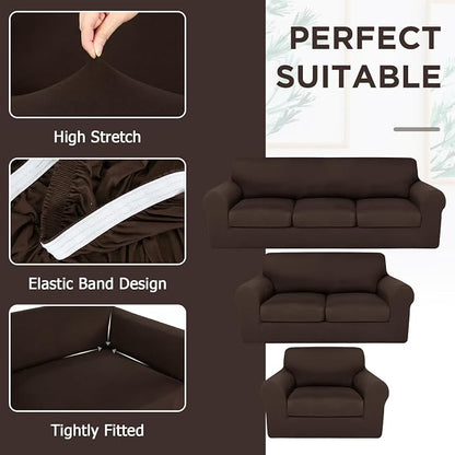 HunnmingRe Sofa Covers for 3 Cushion Couch Stretch Sofa and Loveseat Covers Set - Image 4
