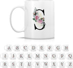 Retreez Initial A-Z Floral Botanical Bouquet Alphabet Monogrammed Monogram Mug 11 Oz Ceramic Tea Coffee Mugs - Appreciation Thank You Wedding Birthday Gifts for her friend coworker sister - S Initial
