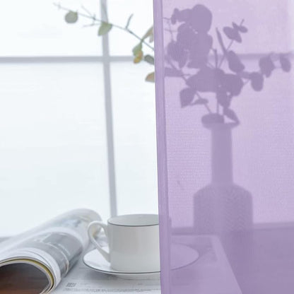 SpaceDresser Basic Rod Pocket Sheer Voile Window Curtain Panels Lavender 1 Pair - Image 4