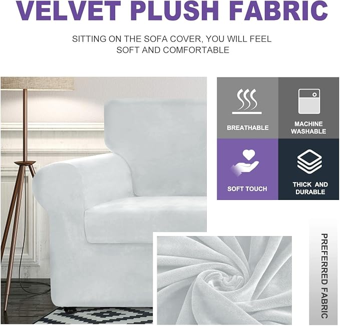 ZNSAYOTX Oversized Velvet 3 Piece Couch Cover - Image 3